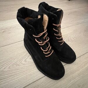 RAG & BONE SLOANE ANKLE SUEDE BOOTS COMBAT PLATFORM PALOMA BLACK. Size 38. NWOB